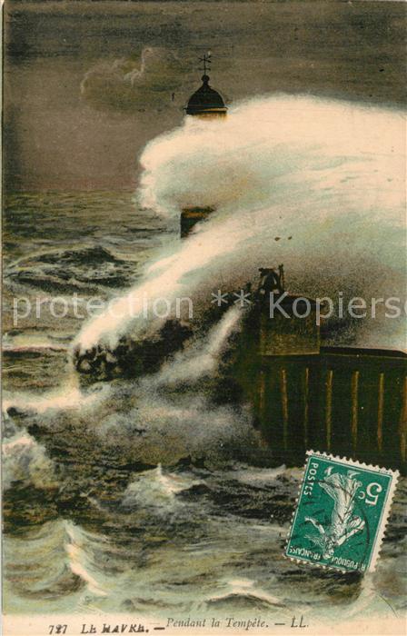 Leuchtturm Lighthouse Le Havre Pendant la Tempete