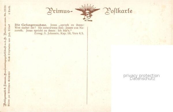 Verlag Primus Nr. 2526 Jesus J. Tillack Die Gefangennahme – Bild 2