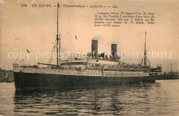 Dampfer Oceanliner Transatlantique Lafayette Le Havre