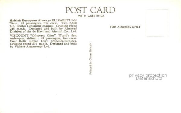 Flugzeuge Zivil British European Airways Elizabethan Vi – Bild 2