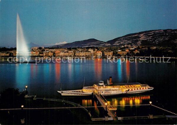 Dampfer Seitenrad Rhone Geneve Rade Jet d_Eau