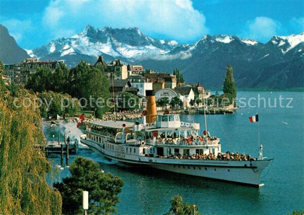 Dampfer Seitenrad Simplon Montreux Lac Leman Dents-du-Mid