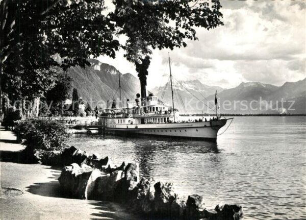Dampfer Seitenrad Savoie Montreux-Territet Dents du Midi