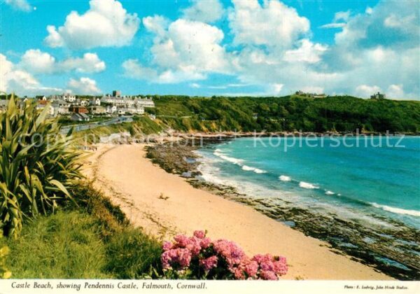 Falmouth Cornwall Castle Beach showing Pendennis Castle