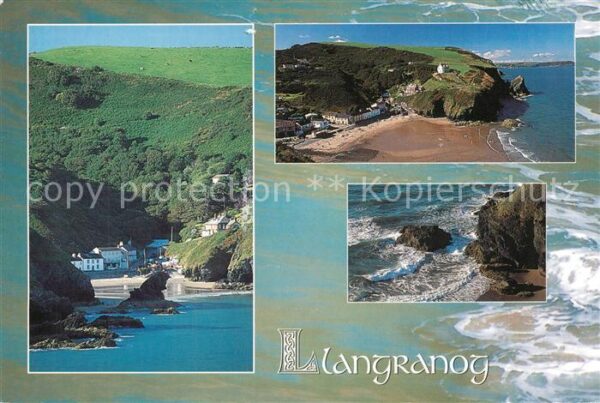Llangrannog Küstenpanorama Bucht Felsen