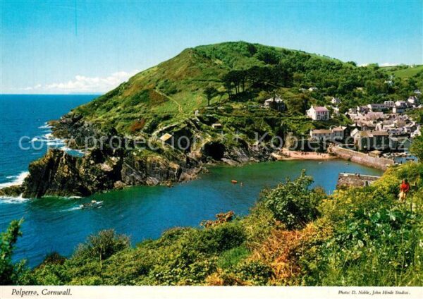 Polperro Cornwall Küstenpanorama Bucht