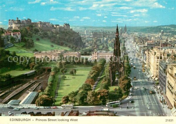 Edinburgh Scotland Princess Street looking West Castle Chr