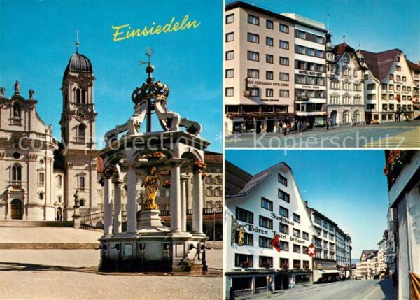 Einsiedeln SZ Kloster und Marienbrunnen Dorfpartie mi