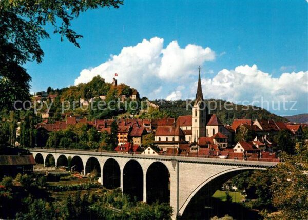 Baden AG Hochbrücke mit Schlossruine Stein