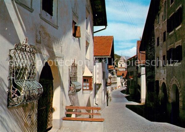 Berguen Bravuogn GR Dorfstrasse mit Römerturm