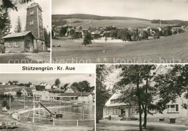 Stuetzengruen Aussichtsturm auf dem Kuhberg Teilansic