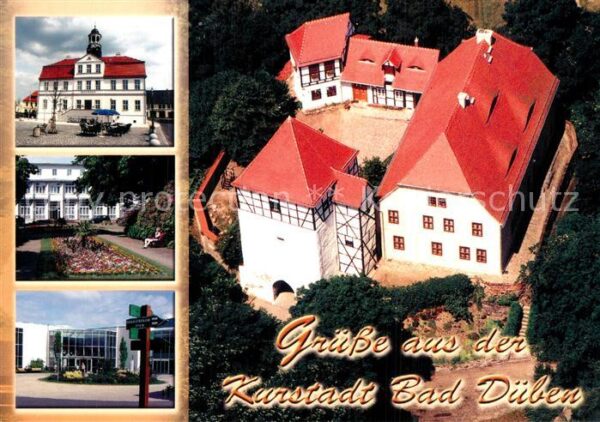 Bad Dueben Rathaus Kurpark mit altem Moorbad Heide