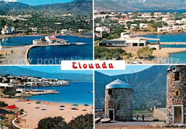 Elounda Kreta Panorama Strände Windmühle