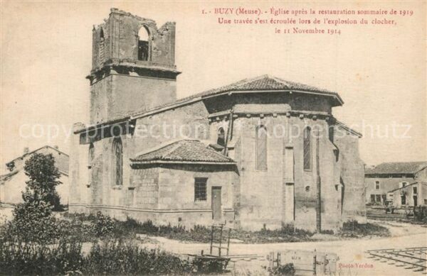 Buzy Eglise détruite Trümmer 1. Weltkrieg