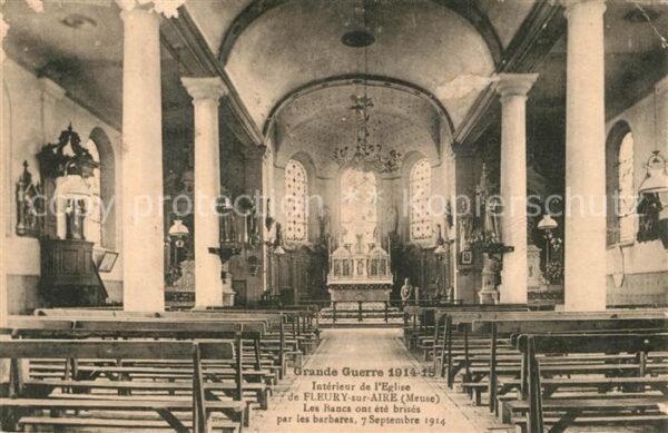 Fleury-sur-Aire Intérieur de l'Eglise Grande Guerre 1.