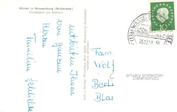 Wasserburg Bodensee Christbaum am Rathaus Weihnachtskarte N – Bild 2