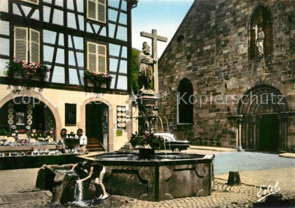 Kaysersberg Haut Rhin Fontaine Statue de l'empereur Constanti