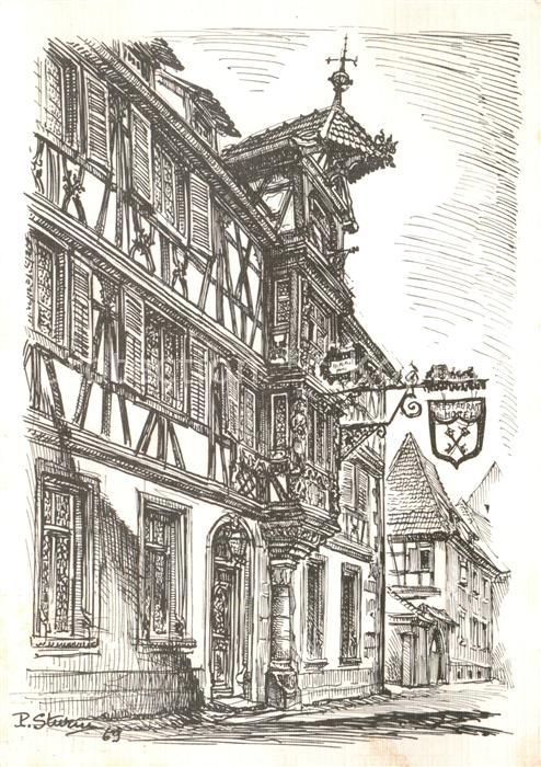 Turckheim Haut Rhin Hôtel Restaurant Aux deux Clefs Dessin