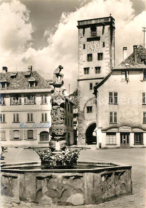 Ribeauville Haut Rhin Elsass Vieille fontaine et la Tour des Boucher