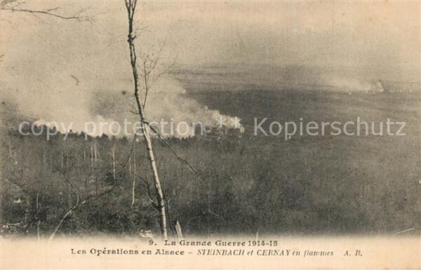 Cernay Elsass WK1 Steinbach et Cernay en flammes