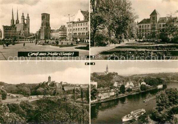 Halle Saale Marktplatz Blick zur Burg Giebichenstei