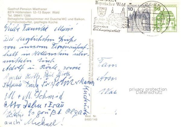 Hoellenstein Viechtach Gasthof Pension Miethaner Speiseraum Te – Bild 2