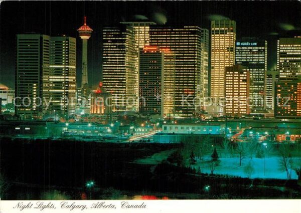 Calgary Night scene City Centre Downtown