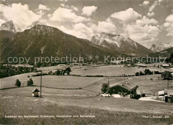 Schoenau Berchtesgaden Panorama mit Watzmann Grünstein Hochkal