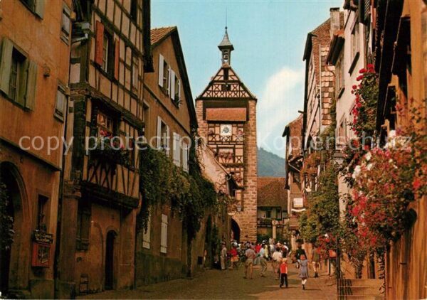 Riquewihr Haut Rhin Grande Rue fleurie au fond le Dolder XI