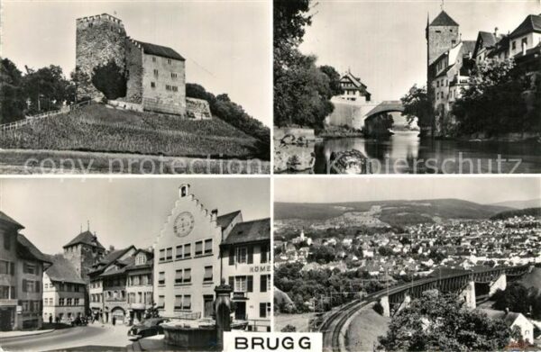 Brugg AG Ruine Ortsansichten Panorama