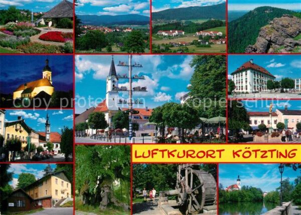 Koetzting Panorama Teilansichten Kirche Mühlrad