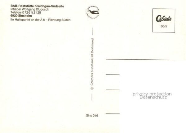 Sinsheim Elsenz BAB Raststätte Kraichgau Südseite Gastr – Bild 2