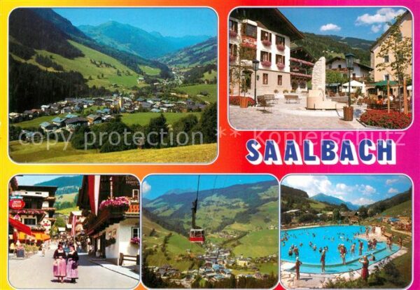 Saalbach-Hinterglemm Panorama Brunnen Dorfstrasse Seilbahn F