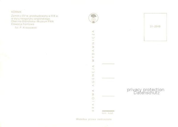 Kornik Zamek Obecnie Biblioteka i Muzeum PAN e – Bild 2