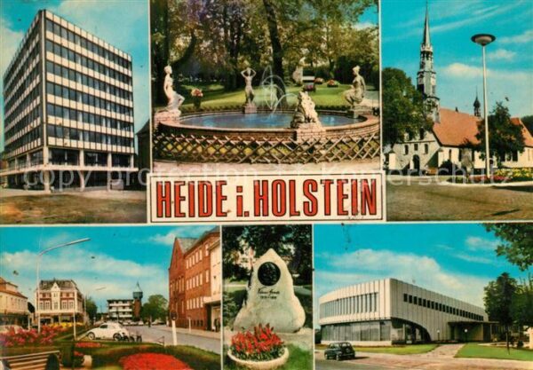 Heide Holstein Hochhaus Brunnen Kirche Strasse Stadtha