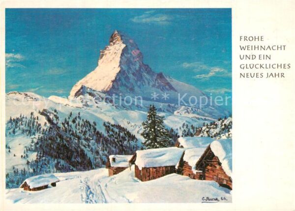Zermatt VS Bergwinter mit Matterhorn Künstlerkarte