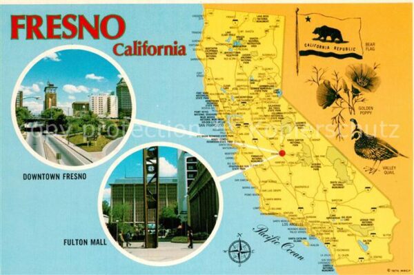 Fresno California Downtown Fresno Fulton Mall Karte