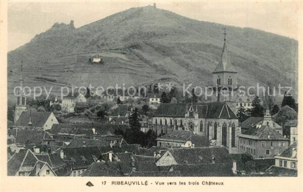 Ribeauville Haut Rhin Elsass Vue vers les trois Chateaux