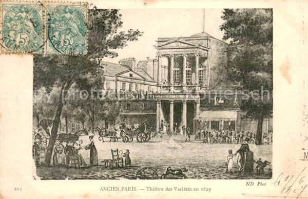 Ancien Paris Théâtre des Variétés en 1829 Dessin Kün