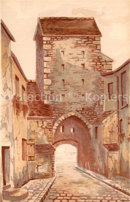 Moret-sur-Loing Aquarelle de J. Viatte Künstlerkarte