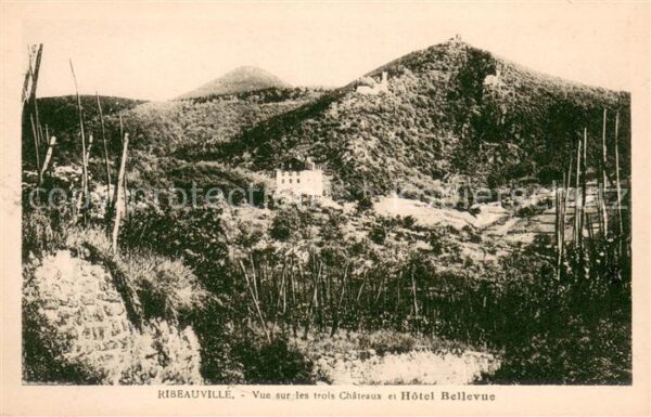Ribeauville Haut Rhin Elsass Vue sur les trois Chateaux et Hotel Bel