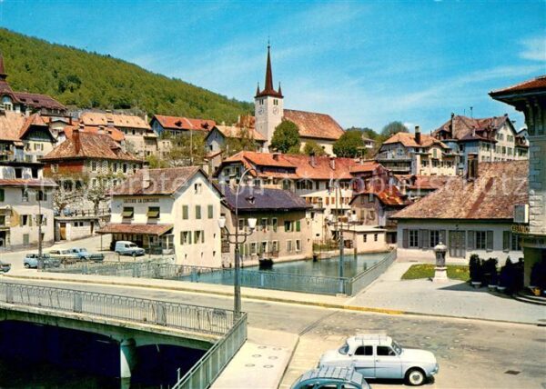 Vallorbe Ortsmotiv mit Blick zur Kirche