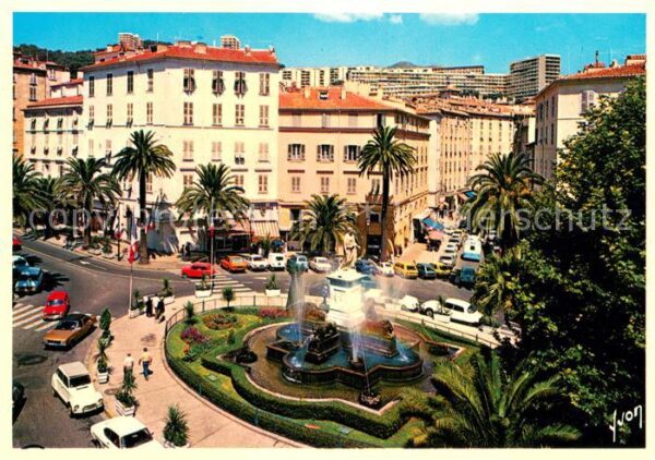 Ajaccio Place Foch et la Fontaine des 4 Lions