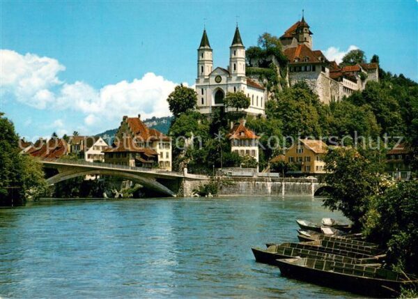 Aarburg AG Partie an der Aare Brücke Festung