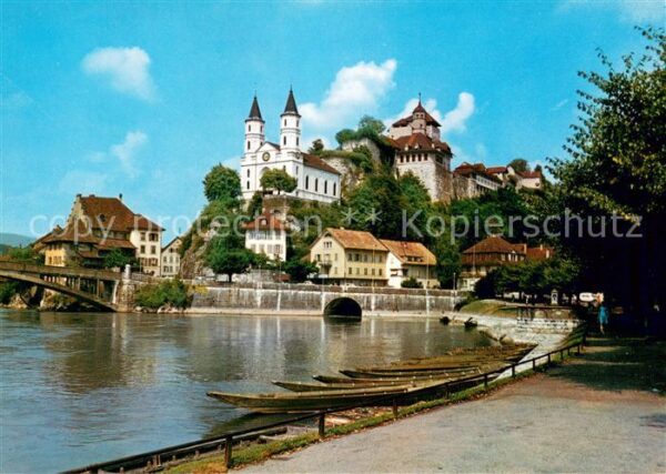 Aarburg AG Partie an der Aare Blick zur Festung
