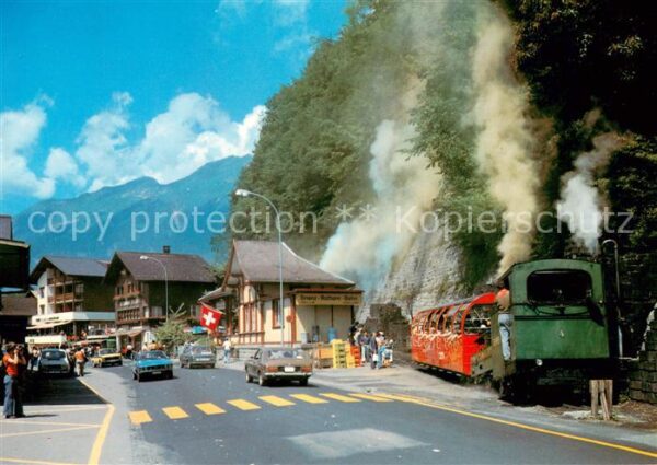 Brienz BE Abfahrt der Rothornbahn Zahnradbahn
