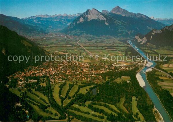 Bad Ragaz Ragatz Panorama mit Churfirsten Gonzen und Alv