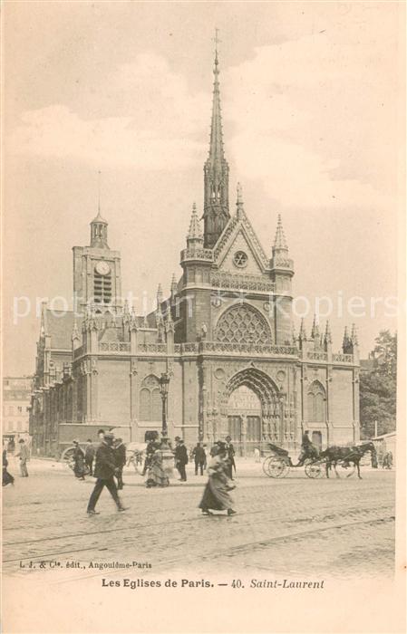 Paris Eglise Saint Laurent Pferdekutschen