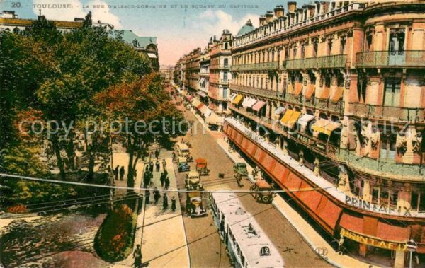 Toulouse Haute-Garonne Rue d_Alsace Lorraine et Square du Capi