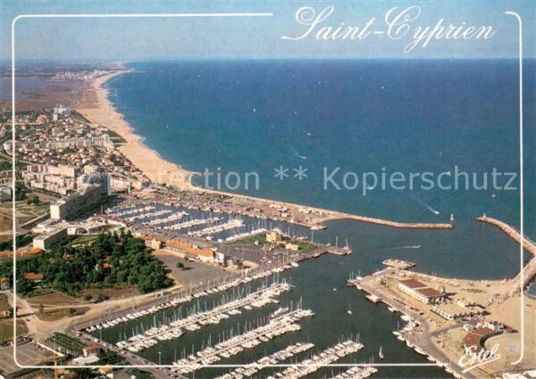 Saint-Cyprien Plage Port de plaisance et la plage vue aérie
